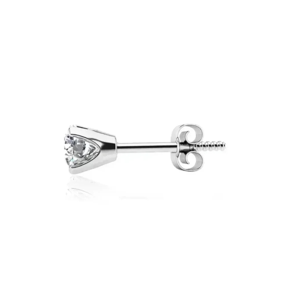 1/4 Carat Real Diamond Stud Earring 14K White Gold filled - Picture 2 of 5